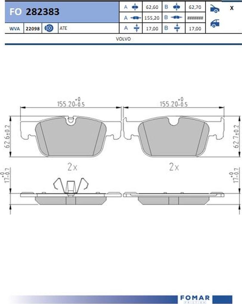 FOMAR Friction FO 282383 - Jarrupala, levyjarru inparts.fi