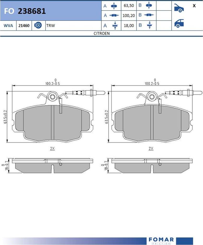 FOMAR Friction FO238681 - Jarrupala, levyjarru inparts.fi