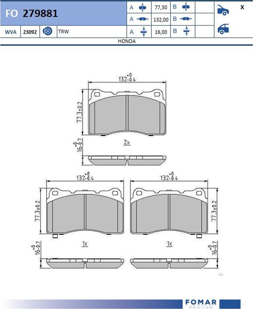 FOMAR Friction FO 279881 - Jarrupala, levyjarru inparts.fi