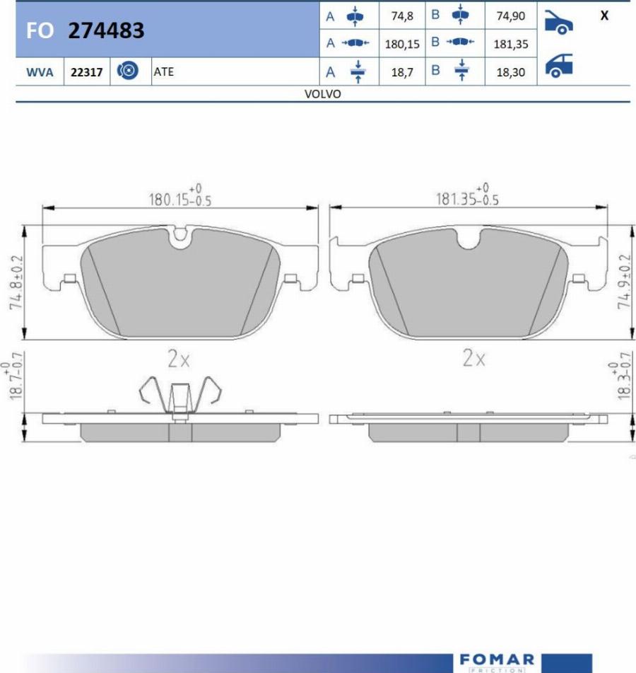 FOMAR Friction FO 274483 - Jarrupala, levyjarru inparts.fi