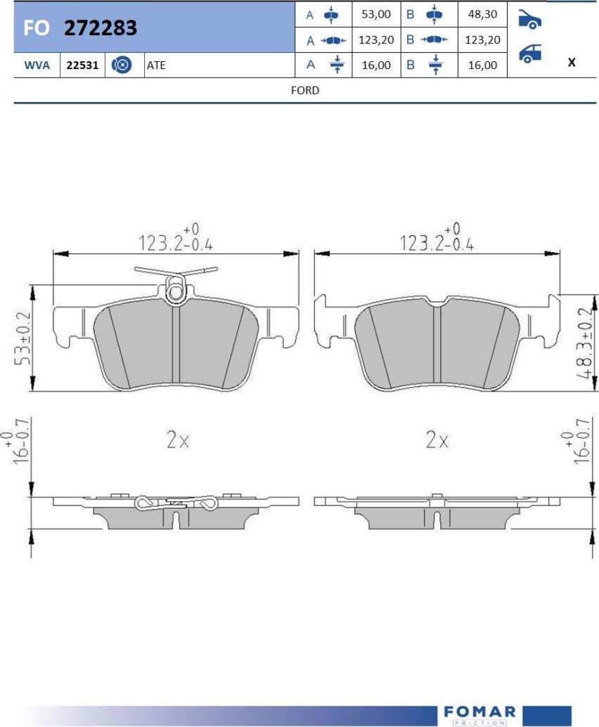 FOMAR Friction FO 272283 - Jarrupala, levyjarru inparts.fi