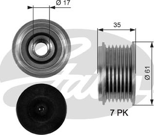 Gates OAP7095 - Hihnapyörä, laturi inparts.fi