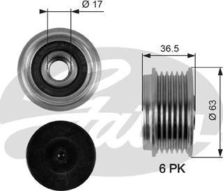 Gates OAP7051 - Hihnapyörä, laturi inparts.fi