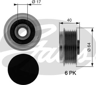 Gates OAP7037 - Hihnapyörä, laturi inparts.fi