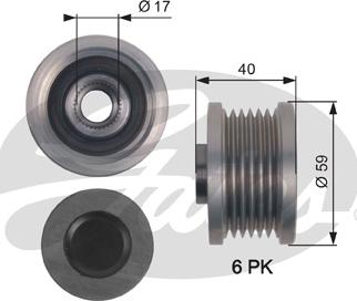 Gates OAP7144 - Hihnapyörä, laturi inparts.fi