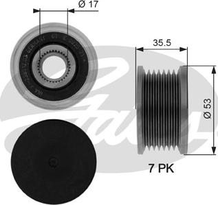 Gates OAP7110 - Hihnapyörä, laturi inparts.fi