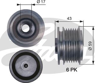 Gates OAP7112 - Hihnapyörä, laturi inparts.fi