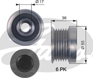 Gates OAP7138 - Hihnapyörä, laturi inparts.fi