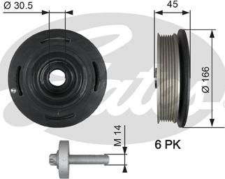 Gates TVD1041A - Hihnapyörä, kampiakseli inparts.fi