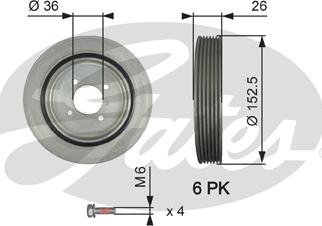 Gates TVD1011A - Hihnapyörä, kampiakseli inparts.fi