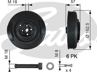 Gates TVD1033A - Hihnapyörä, kampiakseli inparts.fi