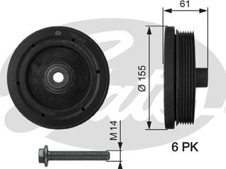 Gates TVD1021A - Hihnapyörä, kampiakseli inparts.fi