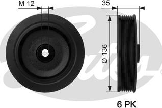 Gates TVD1028 - Hihnapyörä, kampiakseli inparts.fi