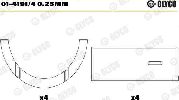 Glyco 01-4191/4 0.25mm - Kiertokangen laakeri inparts.fi