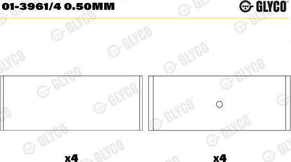 Glyco 01-3961/4 0.50MM - Kiertokangen laakeri inparts.fi