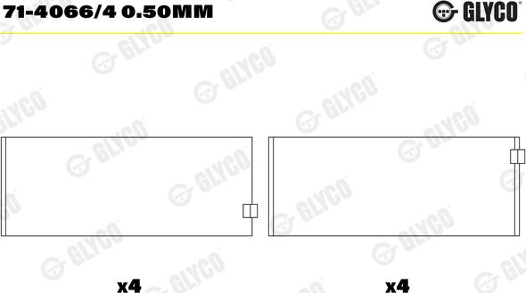 Glyco 71-4066/4 0.50mm - Kiertokangen laakeri inparts.fi