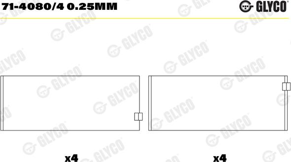 Glyco 71-4080/4 0.25MM - Kiertokangen laakeri inparts.fi