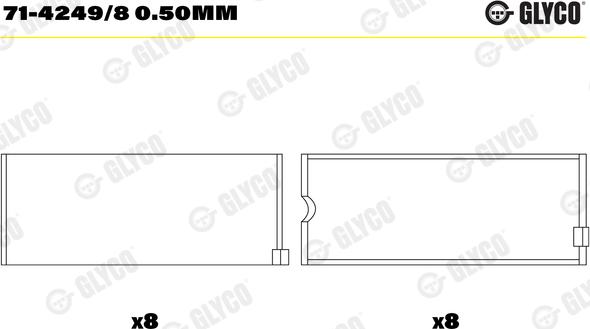 Glyco 71-4249/8 0.50mm - Kiertokangen laakeri inparts.fi