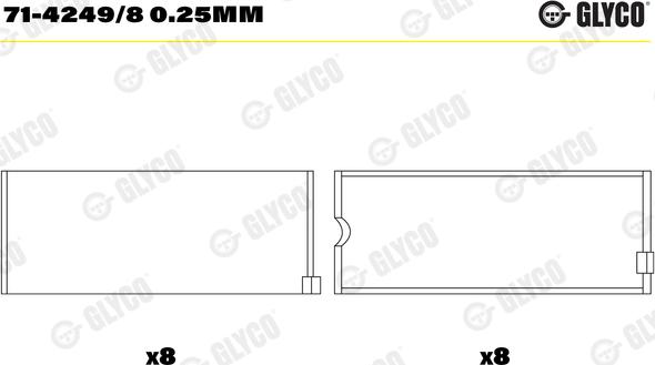 Glyco 71-4249/8 0.25mm - Kiertokangen laakeri inparts.fi