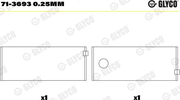 Glyco 71-3693 0.25mm - Kiertokangen laakeri inparts.fi