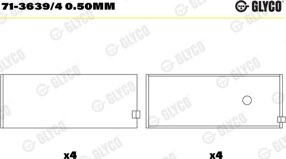 Glyco 71-3639/4 0.50mm - Kiertokangen laakeri inparts.fi