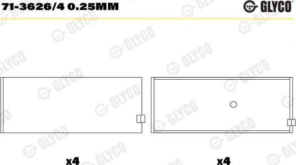 Glyco 71-3626/4 0.25MM - Kiertokangen laakeri inparts.fi