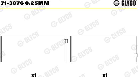 Glyco 71-3876 0.25mm - Kiertokangen laakeri inparts.fi