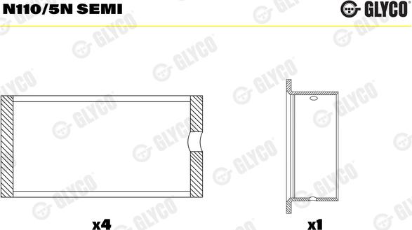 Glyco N110/5N SEMI - Nokka-akselin laakeri inparts.fi