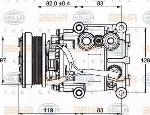 HELLA 8FK 351 334-001 - Kompressori, ilmastointilaite inparts.fi