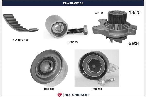 Hutchinson KH 430WP148 - Vesipumppu + jakohihnasarja inparts.fi