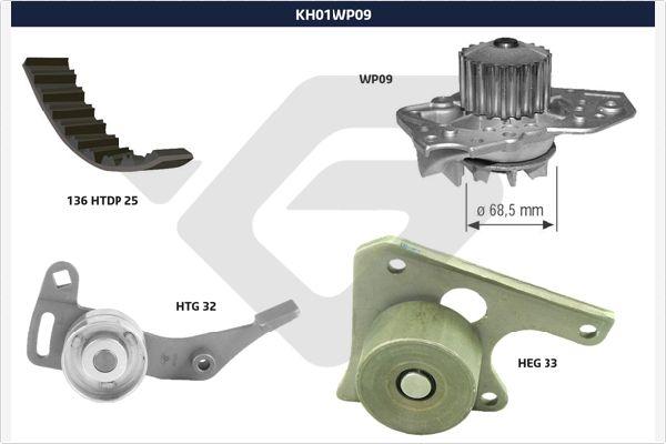 Hutchinson KH 01WP09 - Vesipumppu + jakohihnasarja inparts.fi