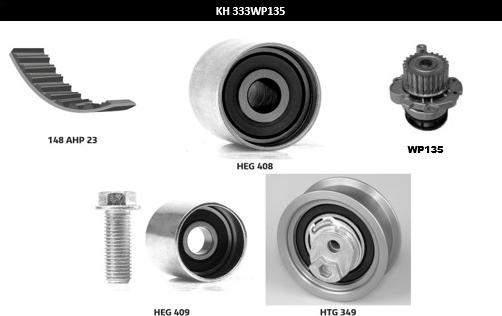 Hutchinson KH 333WP135 - Vesipumppu + jakohihnasarja inparts.fi