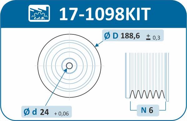 IJS GROUP 17-1098KIT - Hihnapyörä, kampiakseli inparts.fi