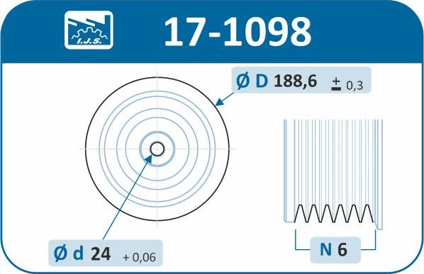 IJS GROUP 17-1098 - Hihnapyörä, kampiakseli inparts.fi