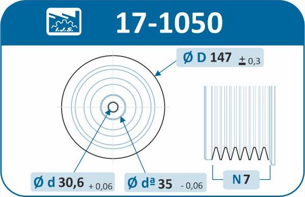 IJS GROUP 17-1050 - Hihnapyörä, kampiakseli inparts.fi