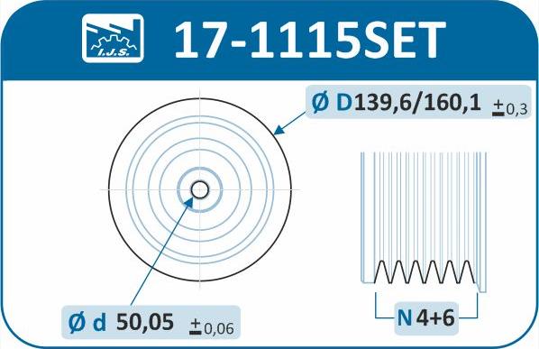 IJS GROUP 17-1115SET - Hihnapyörä, kampiakseli inparts.fi