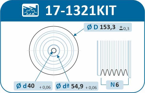 IJS GROUP 17-1321KIT - Hihnapyörä, kampiakseli inparts.fi