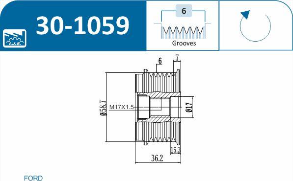 IJS GROUP 30-1059 - Hihnapyörä, laturi inparts.fi