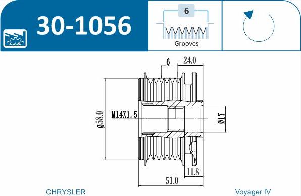 IJS GROUP 30-1056 - Hihnapyörä, laturi inparts.fi