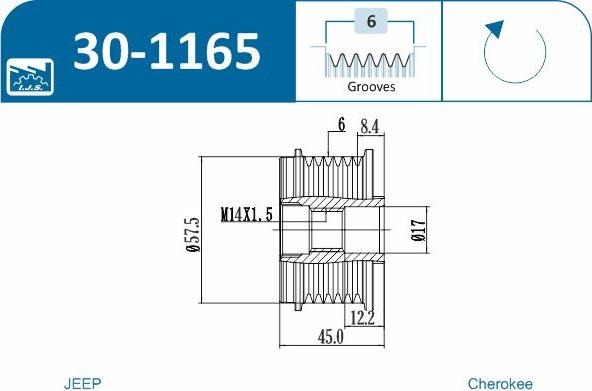 IJS GROUP 30-1165 - Hihnapyörä, laturi inparts.fi