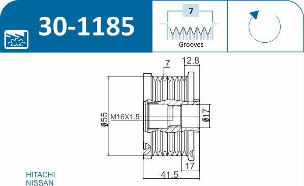 IJS GROUP 30-1185 - Hihnapyörä, laturi inparts.fi