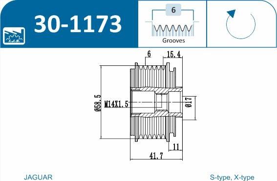 IJS GROUP 30-1173 - Hihnapyörä, laturi inparts.fi