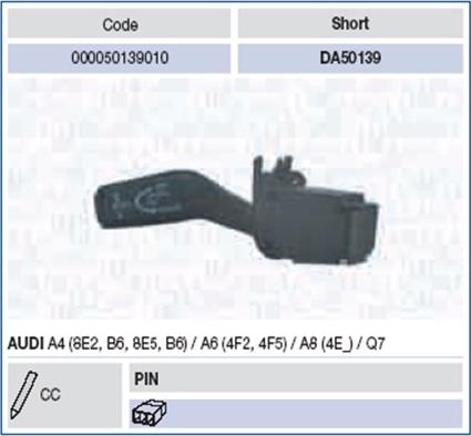 Magneti Marelli 000050139010 - Kytkin, ohjausakseli inparts.fi