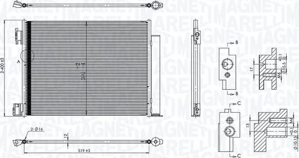 Magneti Marelli 350203101500 - Lauhdutin, ilmastointilaite inparts.fi