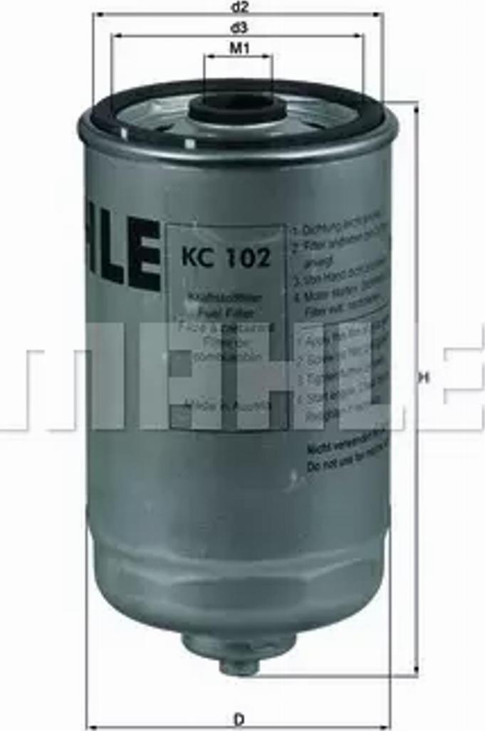 MAHLE KC 102 - Polttoainesuodatin inparts.fi