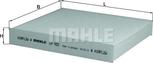 MAHLE LA 922 - Suodatin, sisäilma inparts.fi