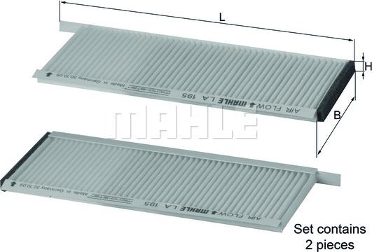 MAHLE LA 195/S - Suodatin, sisäilma inparts.fi