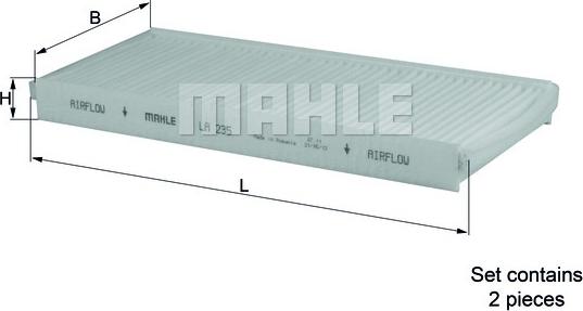 MAHLE LA 235/S - Suodatin, sisäilma inparts.fi