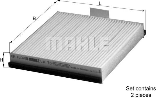 MAHLE LA 76/S - Suodatin, sisäilma inparts.fi