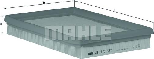 MAHLE LX 687 - Ilmansuodatin inparts.fi